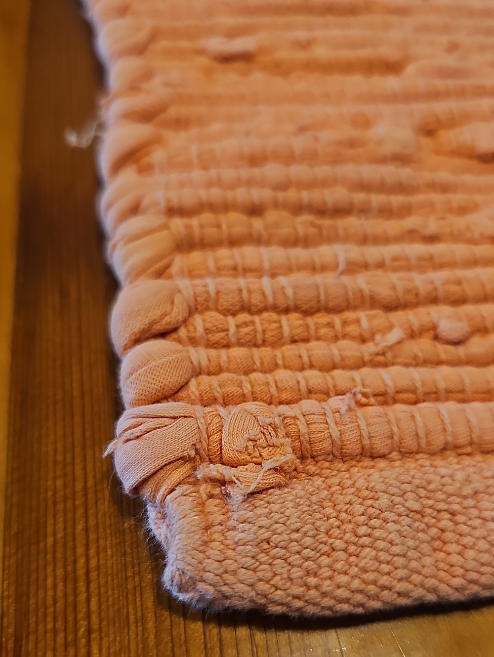 Handwoven Peach Cotton Rag Rug - Picture 5 of 9